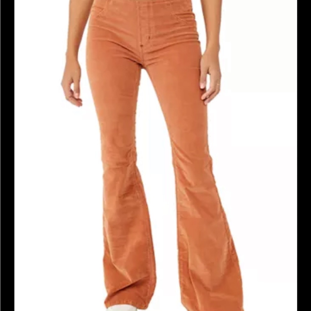 COPY - PINE GREEN Free People Corduroy pull-on flared pants